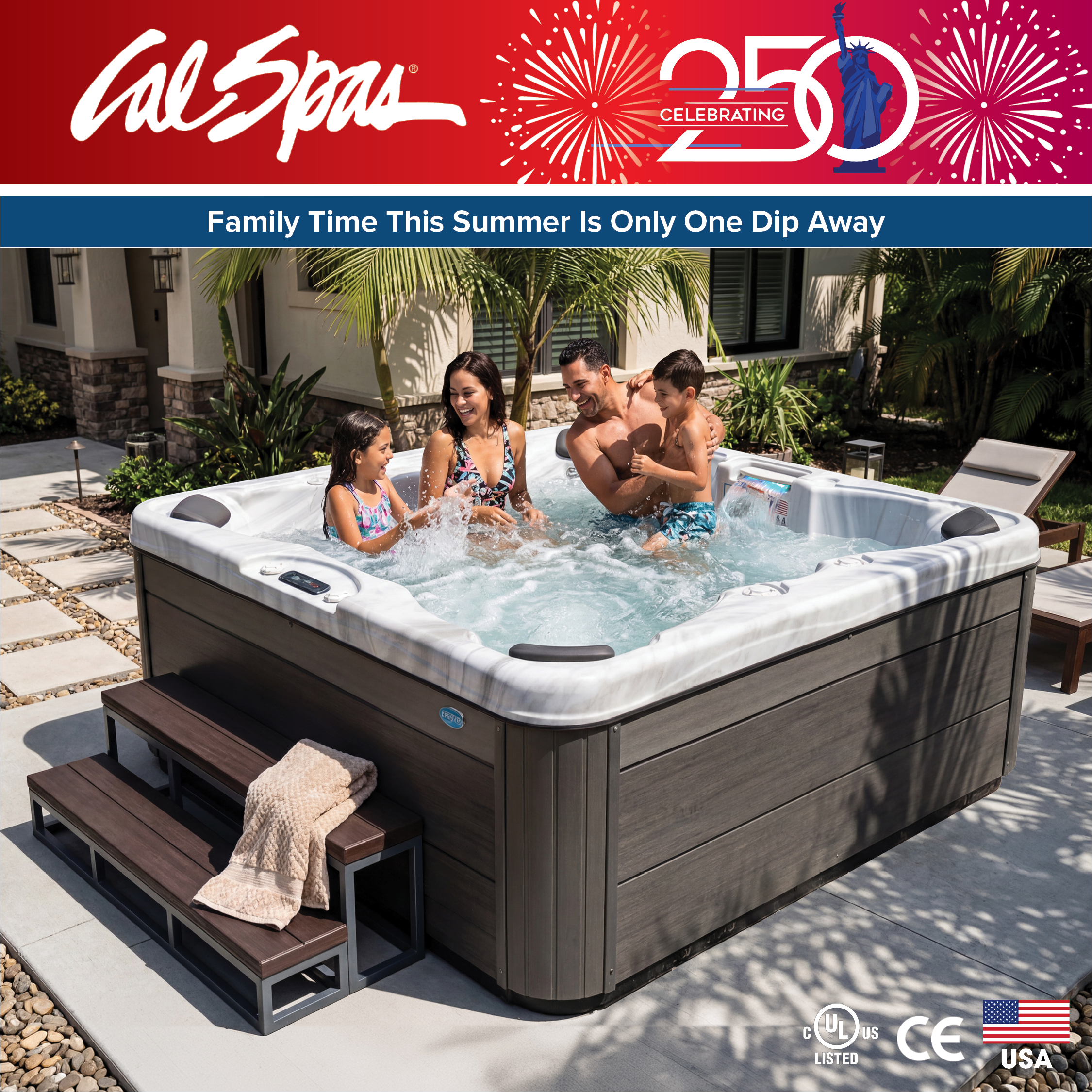 Calspas hot tub being used in a family setting - Denton